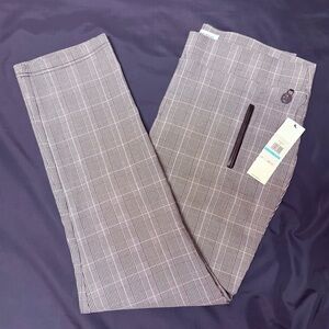 Calvin Klein Plaid Slim Ankle Pants Gray NWT MSRP $89
